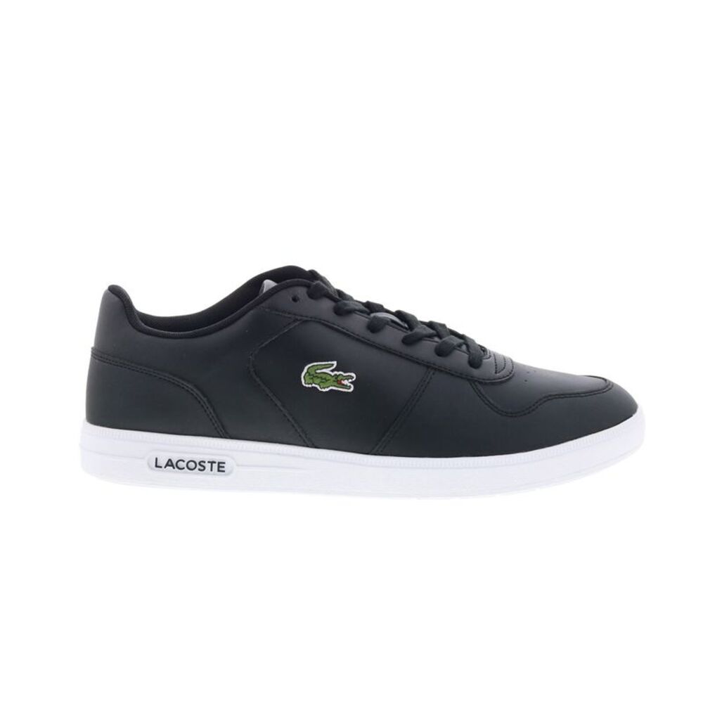 Lacoste Men's Black Sneakers with White Sole and Green Logo